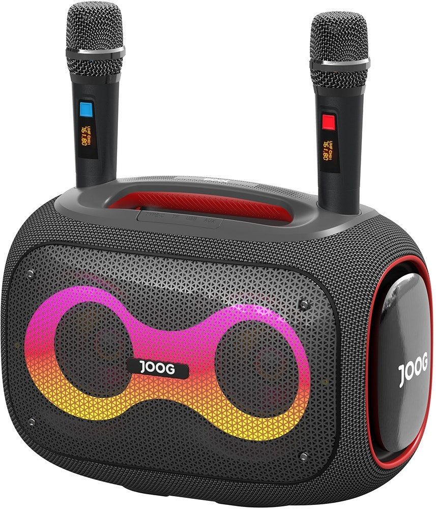 Speaker Joog Pair 1000 com 2 microfones sem fio 130W IPX6 Bluetooth/TWS + Tripé HS-01