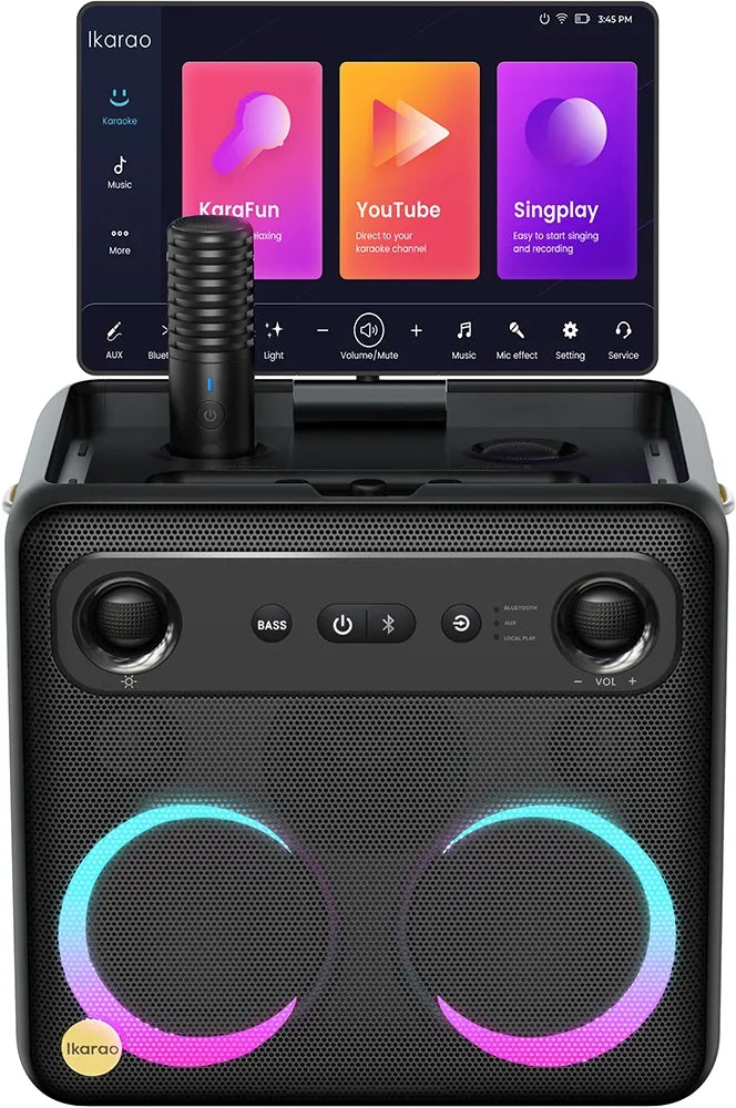 Speaker de Karaokê Joog Break X2 600W Tela 10,1" 2x Microfones sem fio