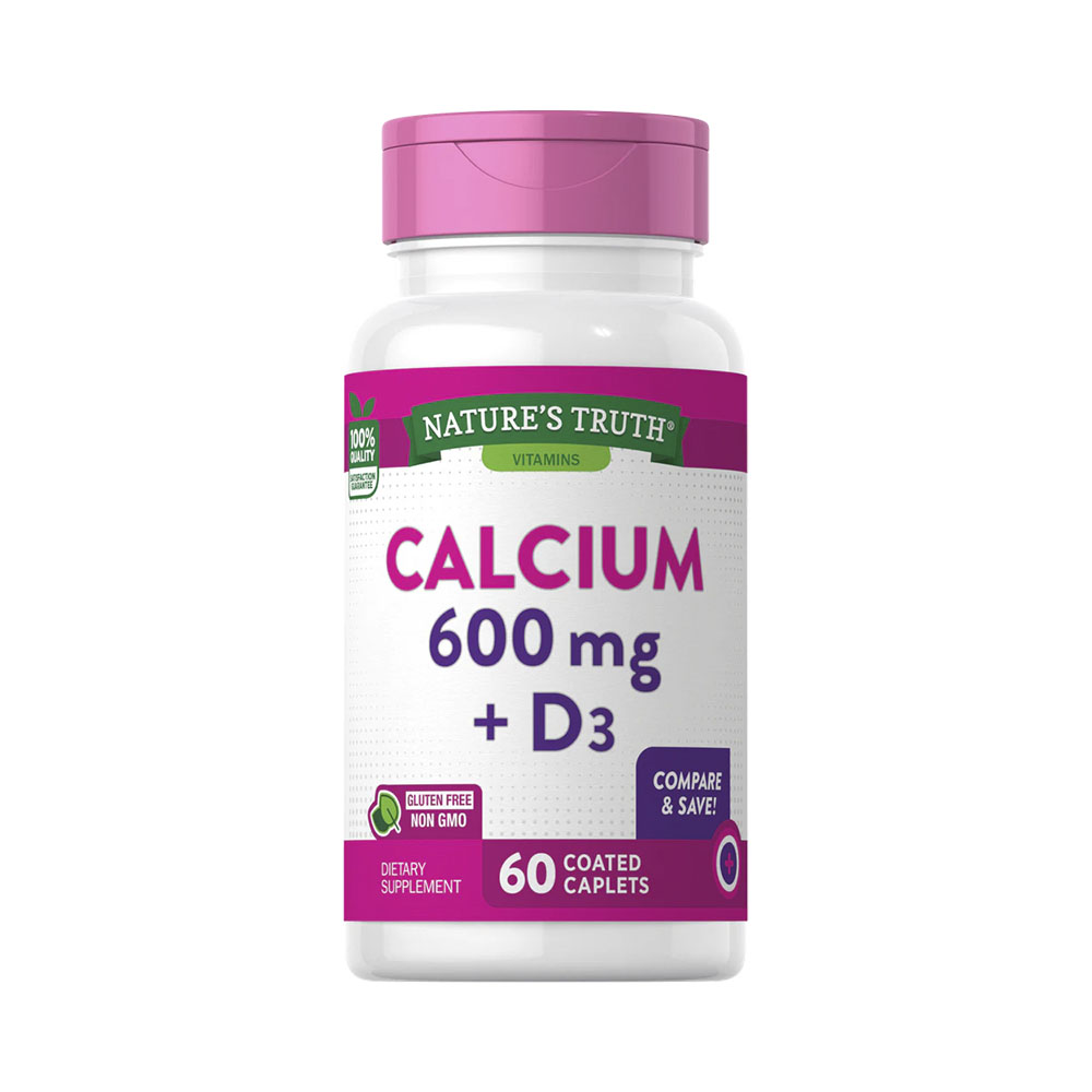 Calcium 600mg + Vitamina D3 Nature's Truth - 60 cápsulas.