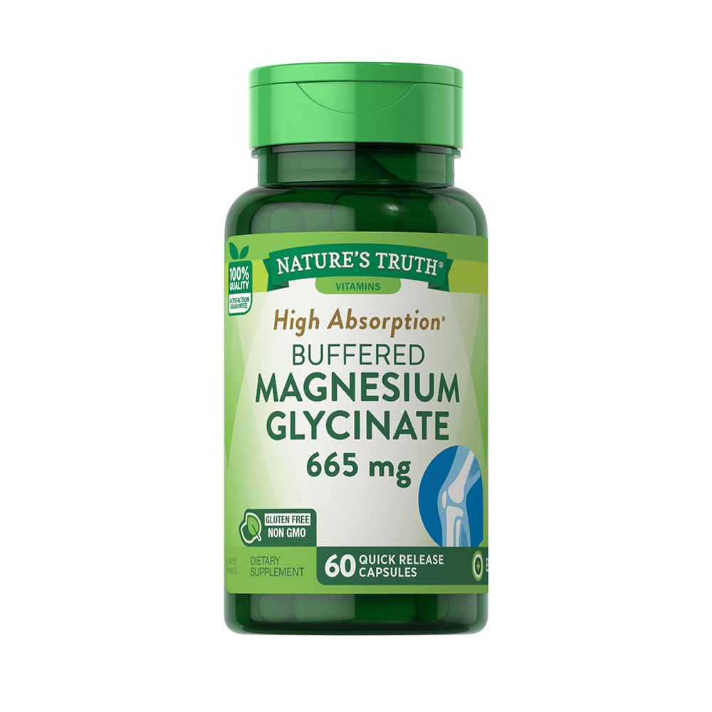 Vitamina Nature's Truh Buffered Magnesium Glycinate 665mg - 60 cápsulas