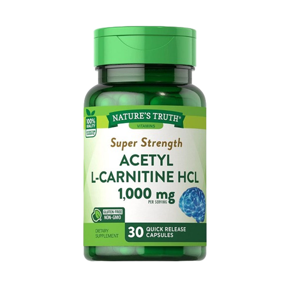 Suplemento Nature's Truth Acetyl L-Carnitine HCL 1000mg - 30 Cápsulas